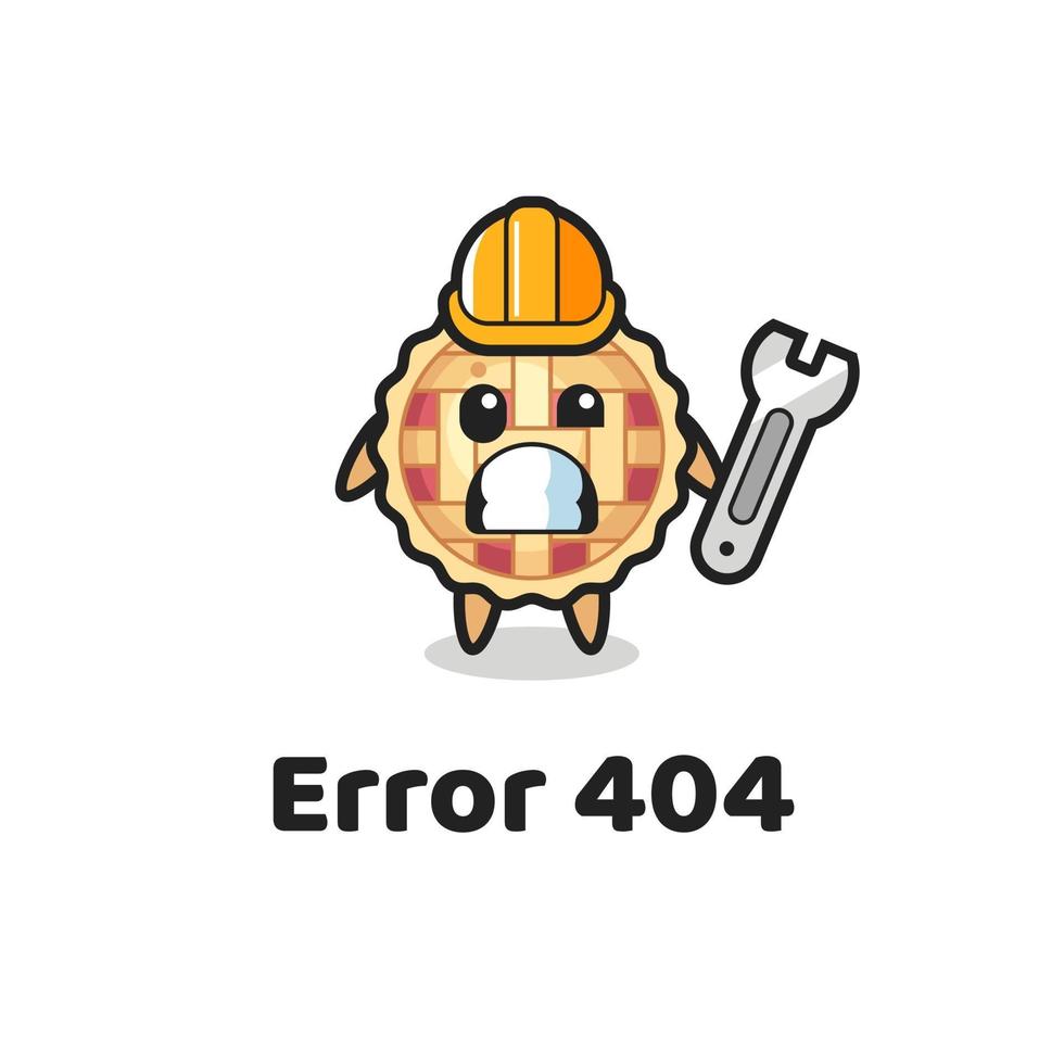 error 404 con la linda mascota de la tarta de manzana vector