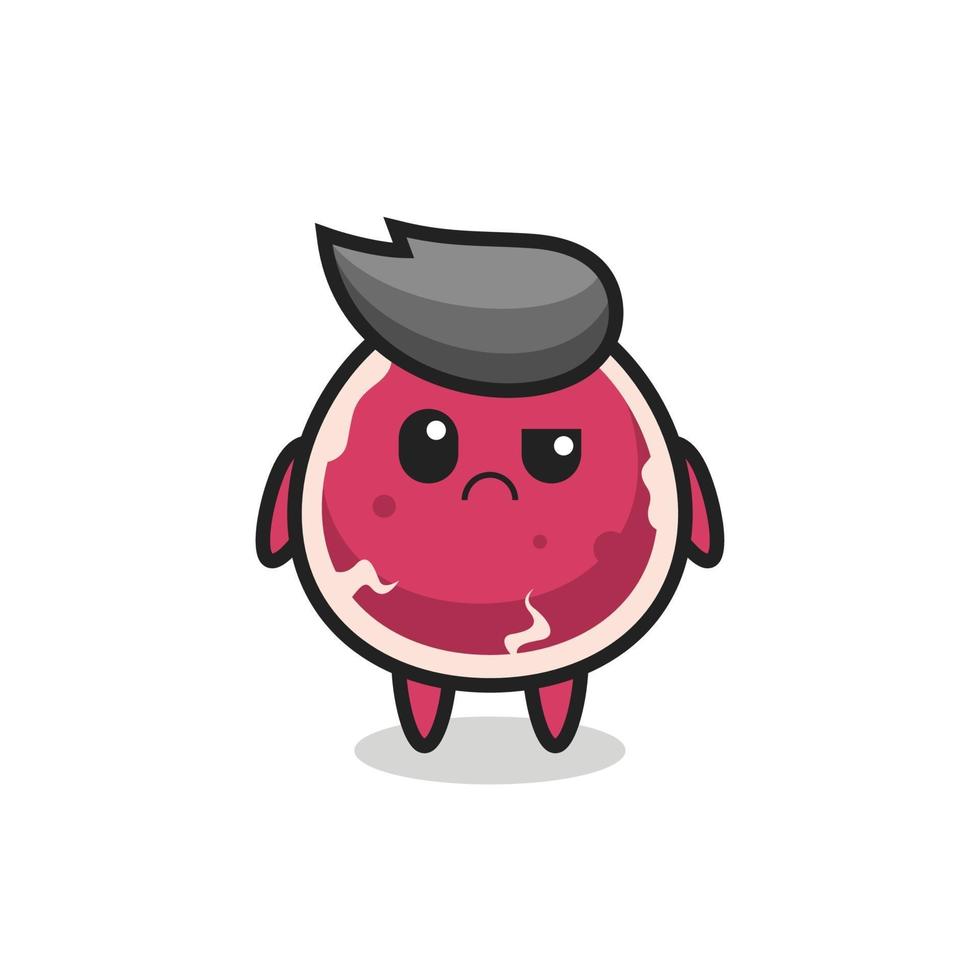 the mascot of the beef with sceptical face vector