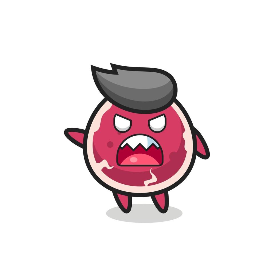 cute beef cartoon in a very angry pose vector