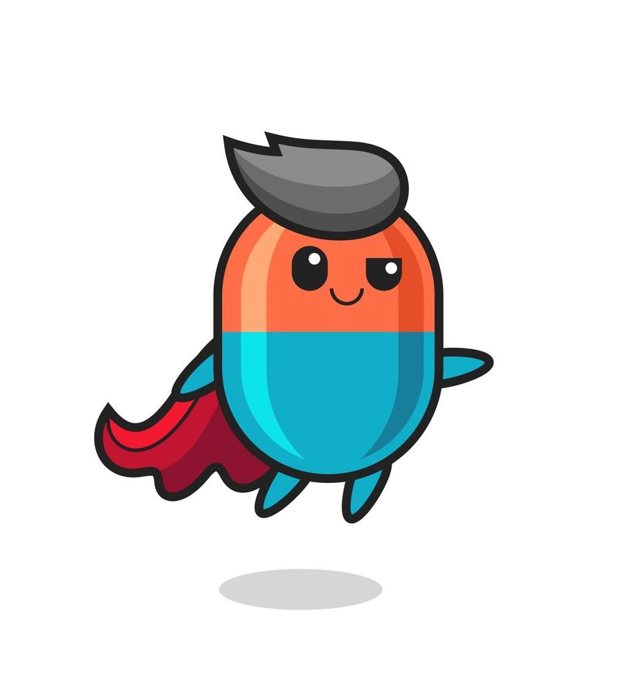 lindo personaje de superhéroe cápsula está volando vector