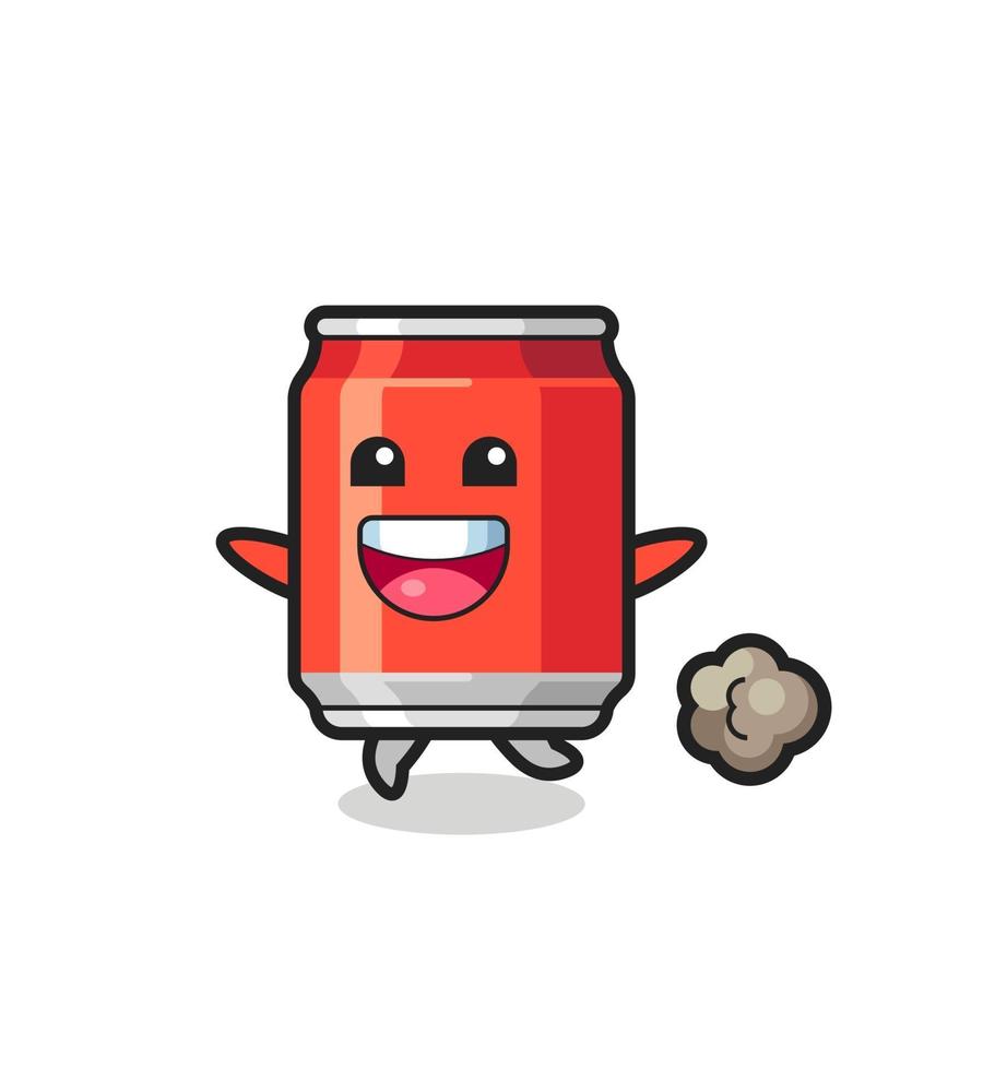 the happy drink can cartoon with running pose vector