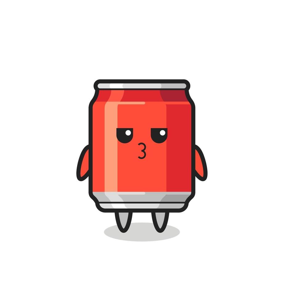 the bored expression of cute drink can characters vector