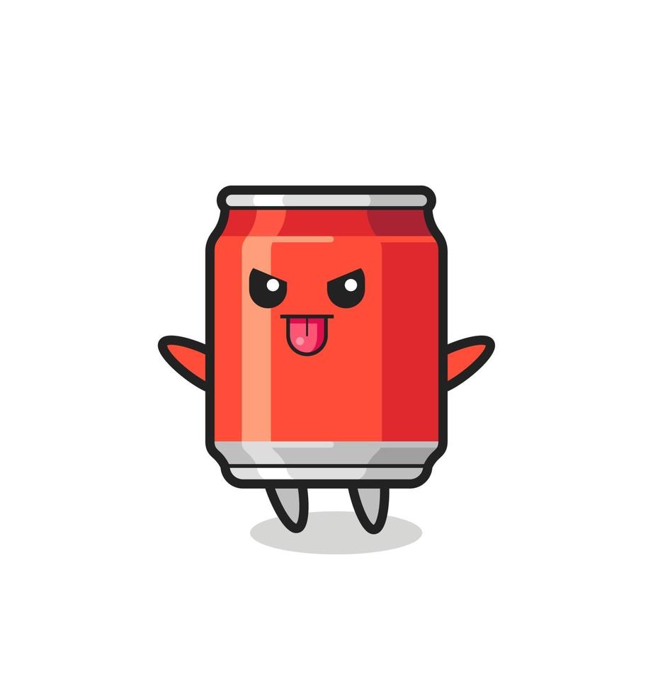 naughty drink can character in mocking pose vector