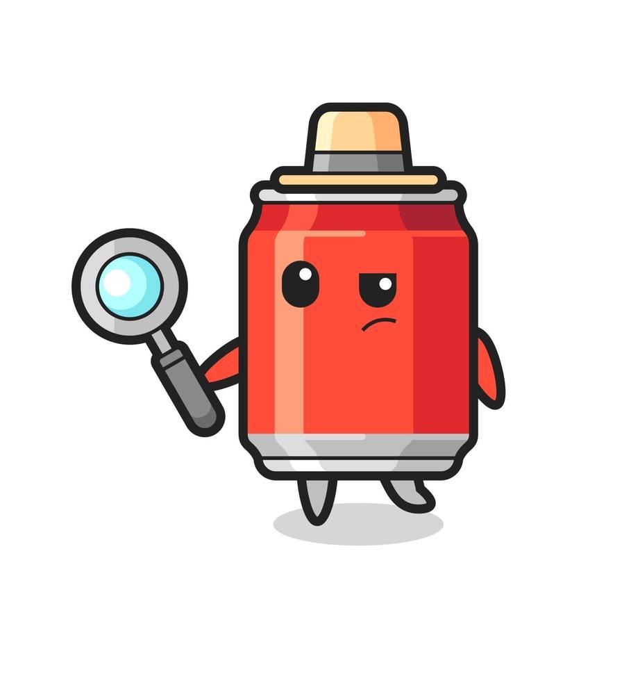 drink can detective character is analyzing a case vector