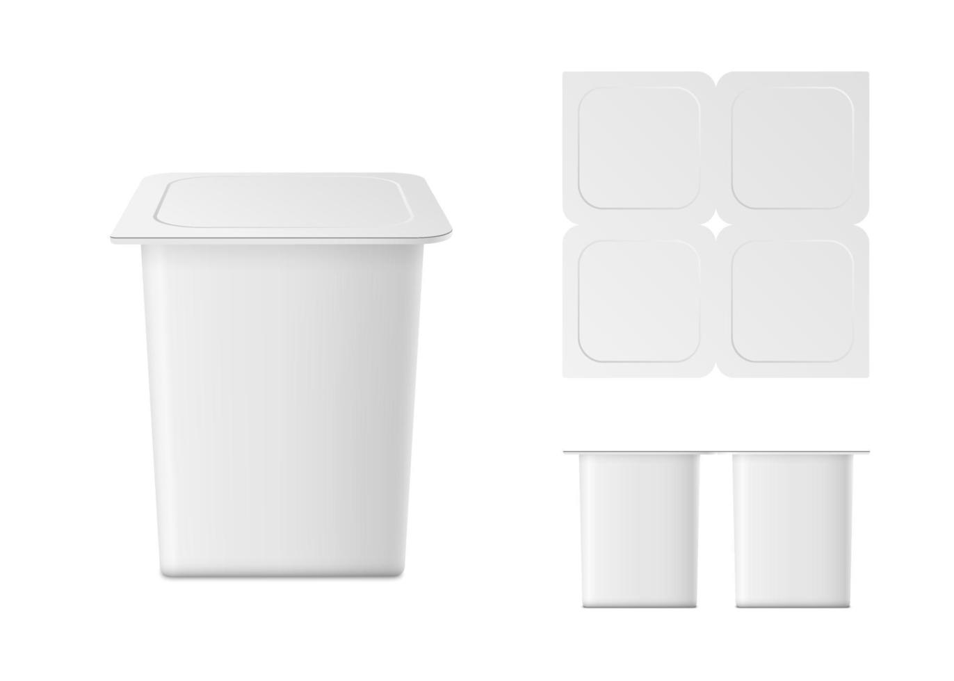 isolated yogurt container. Front and top view vector