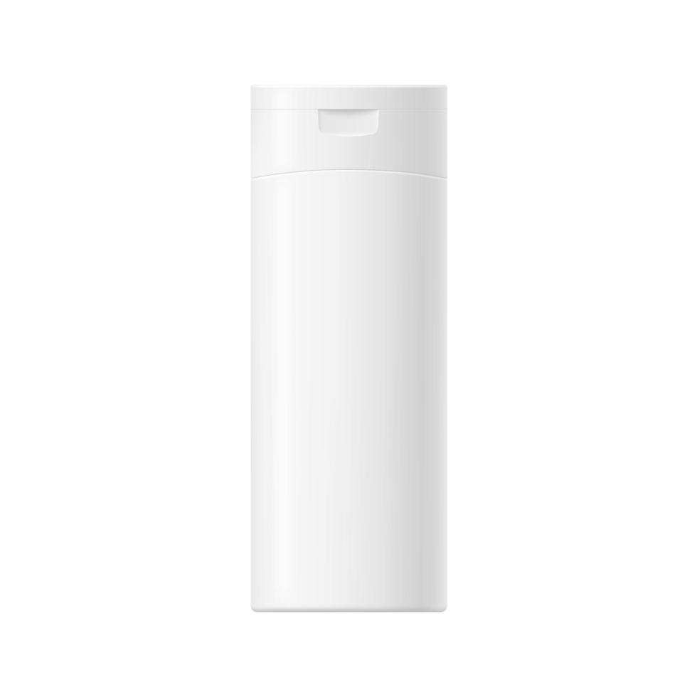 Mock up of white glossy plastic bottle with cap vector