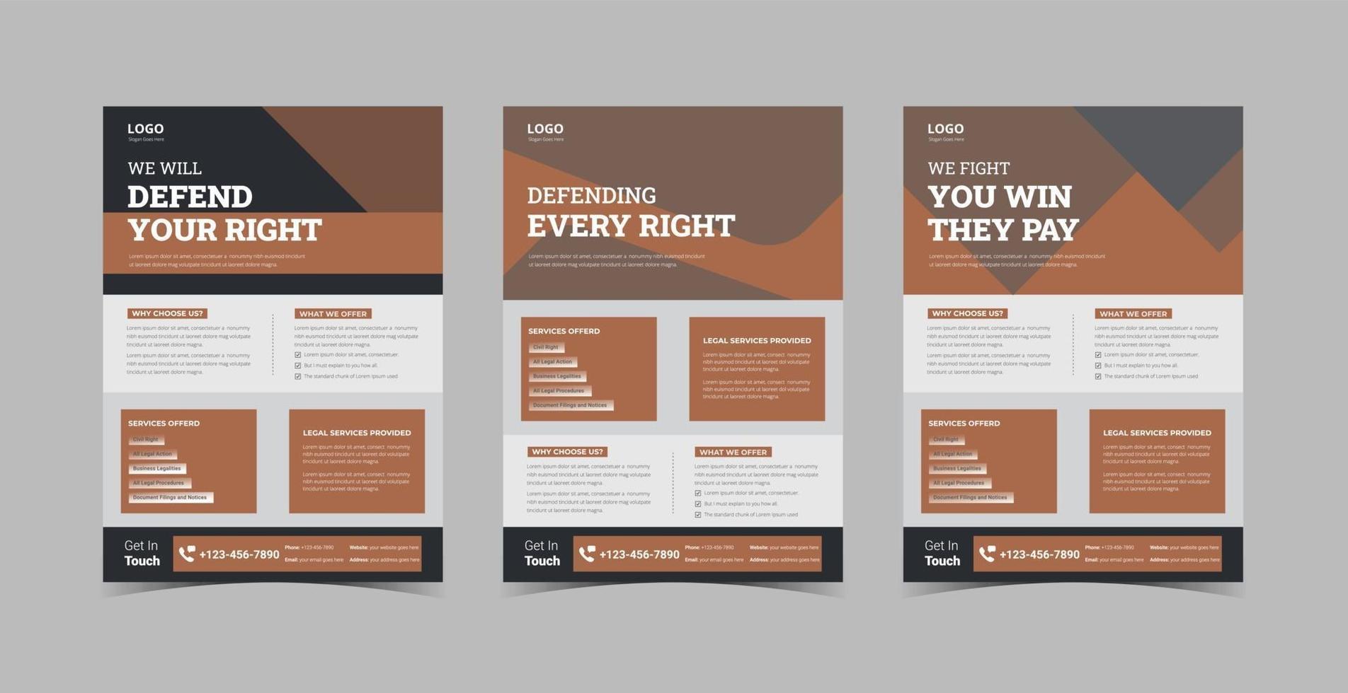 Law firm flyer design bundle vector