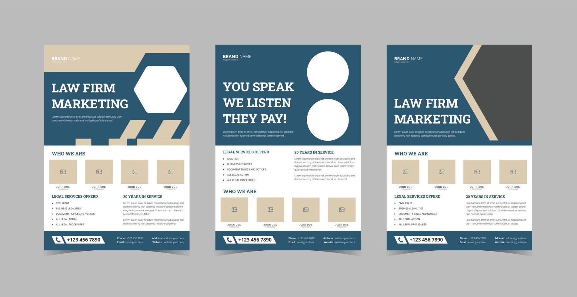 Law firm flyer design bundle vector