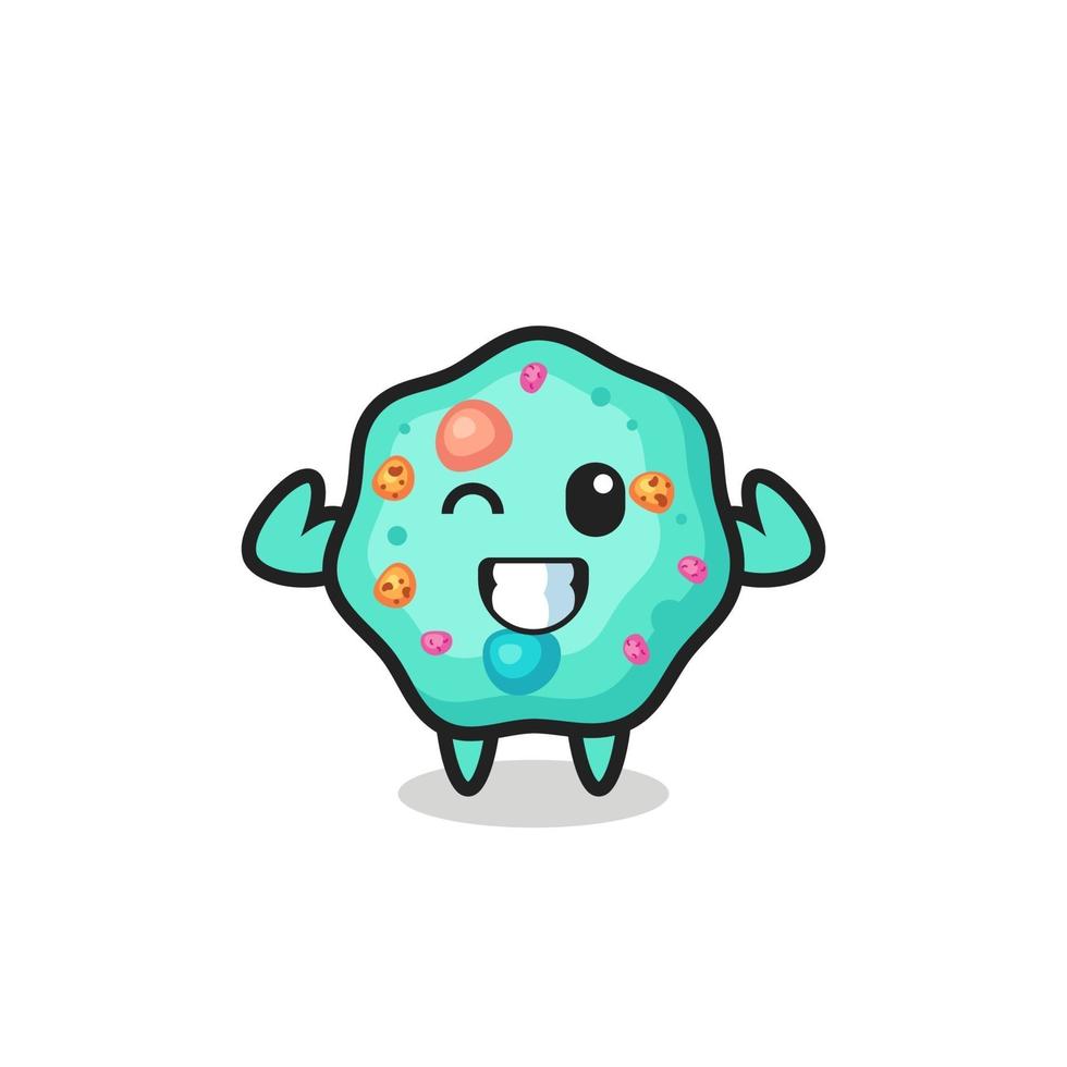 the muscular amoeba character is posing showing his muscles vector