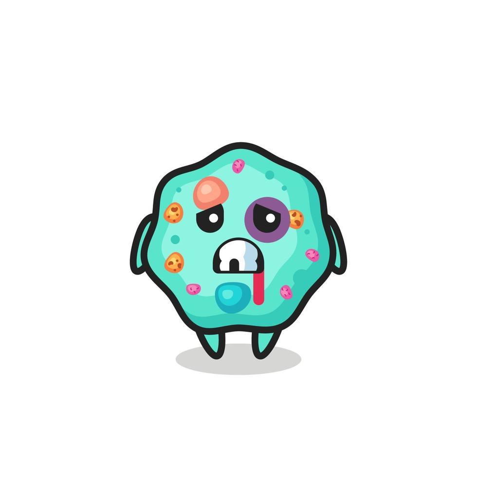 Personaje de ameba herido con una cara magullada vector