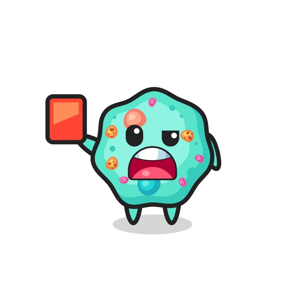 amoeba cute mascot as referee giving a red card vector