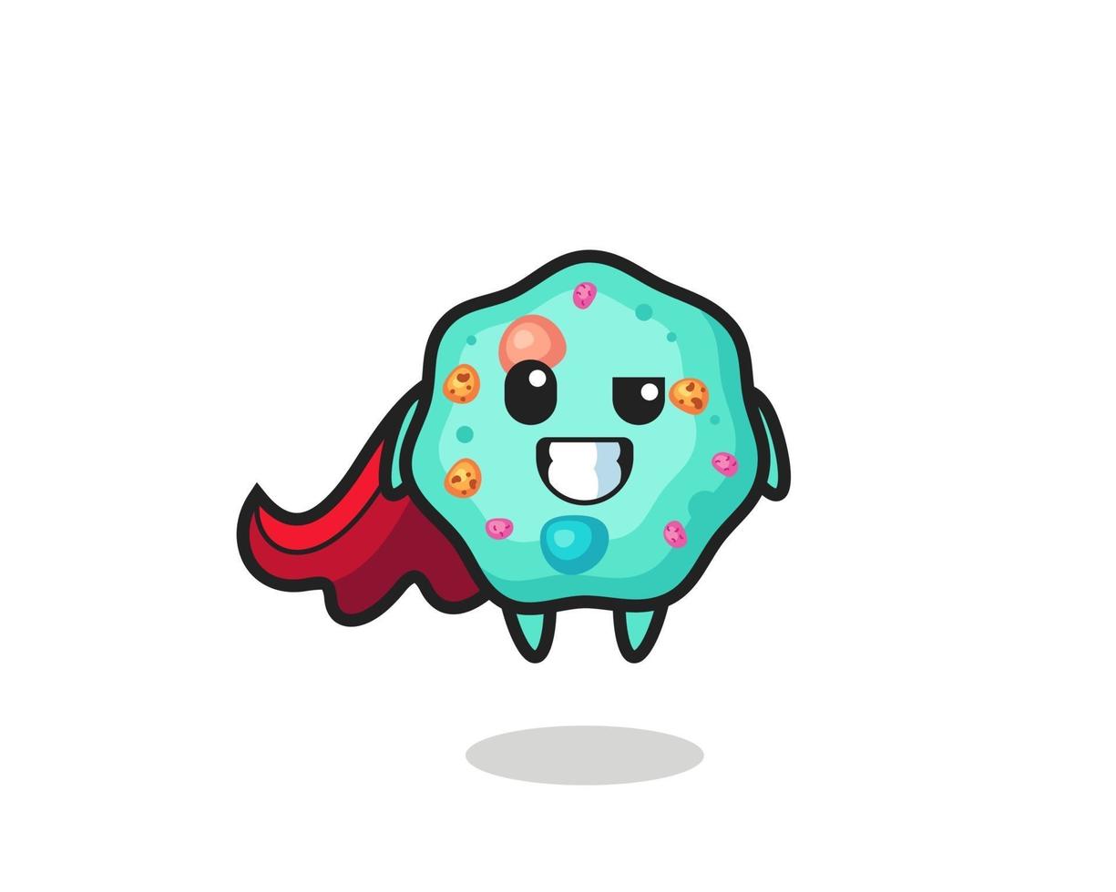 el lindo personaje de la ameba como un superhéroe volador vector
