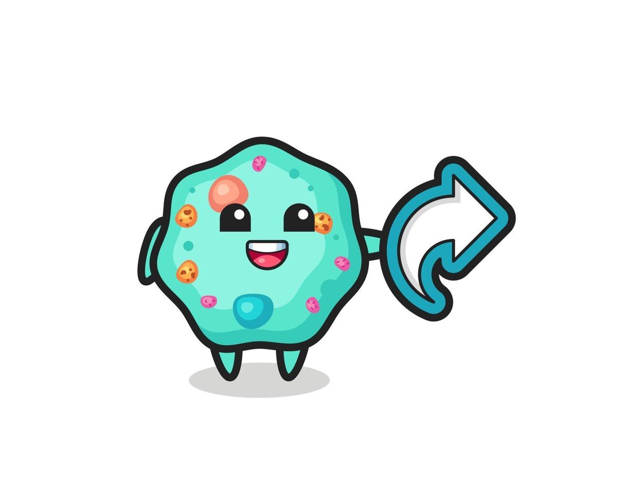 cute amoeba hold social media share symbol vector