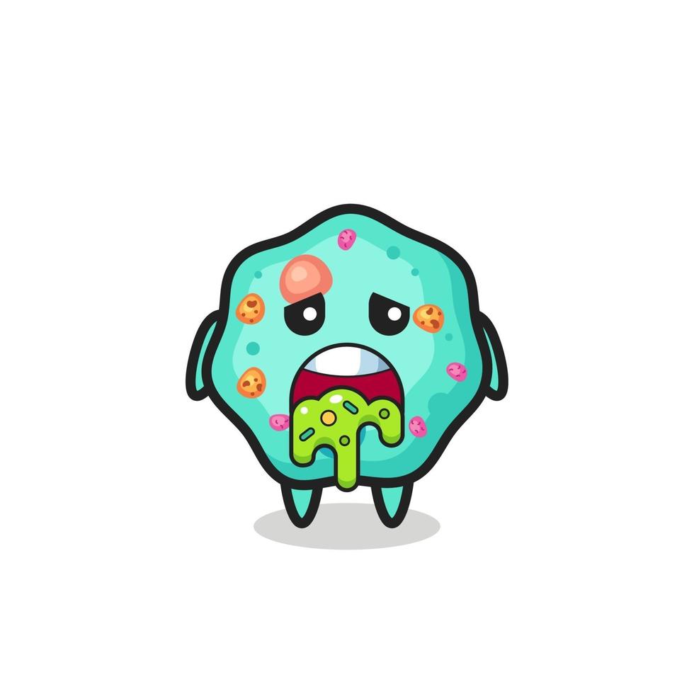 the cute amoeba character with puke vector