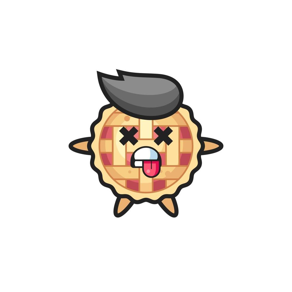 character of the cute apple pie with dead pose vector