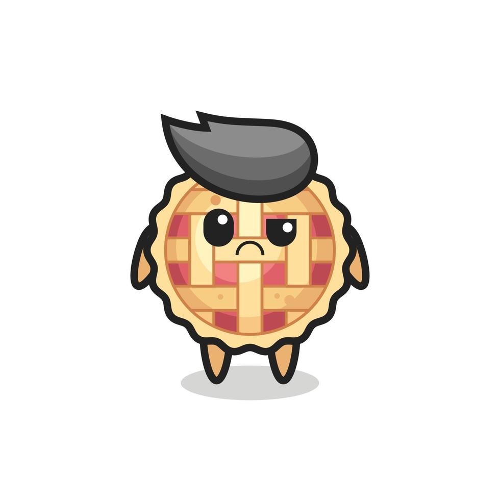 the mascot of the apple pie with sceptical face vector