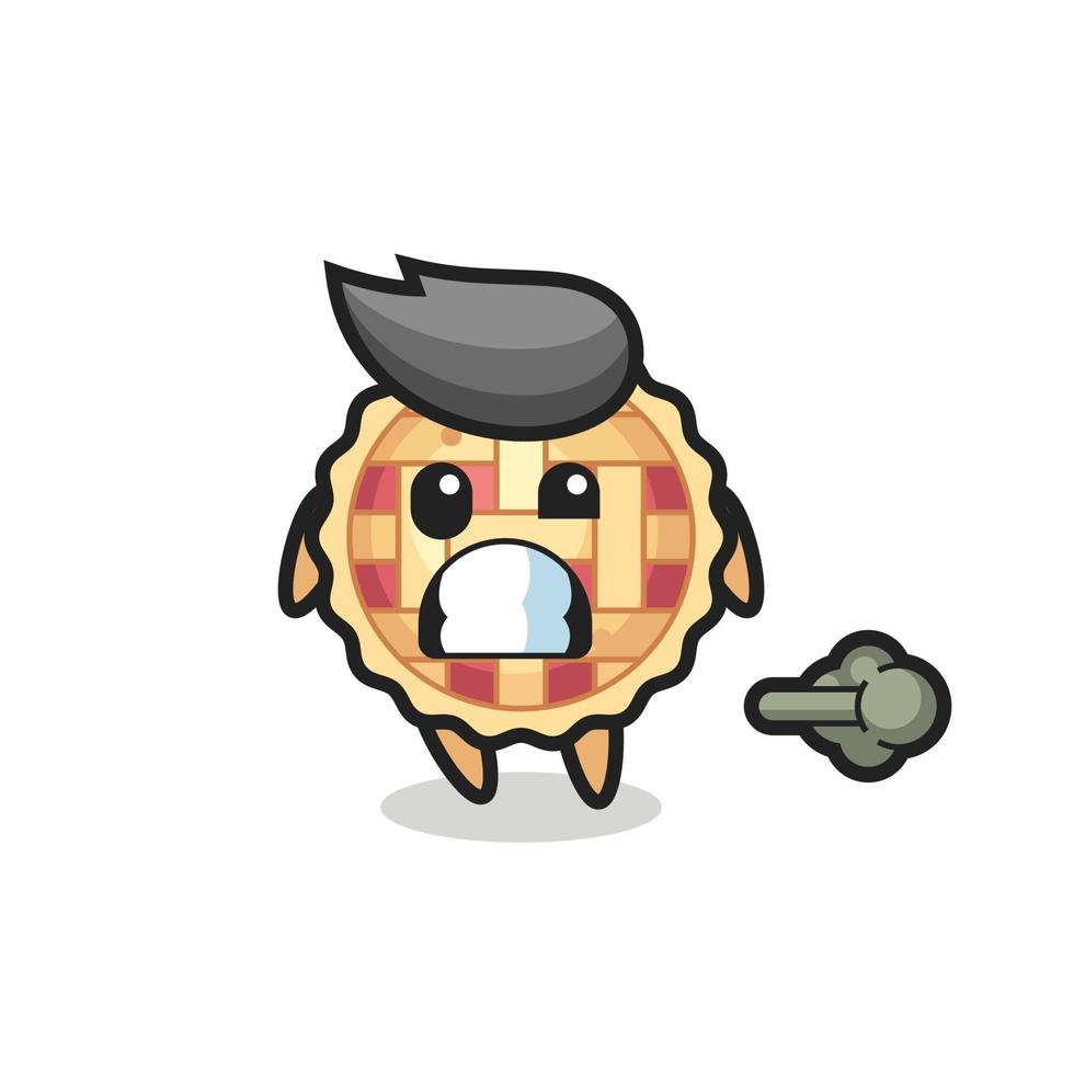 the illustration of the apple pie cartoon doing fart vector