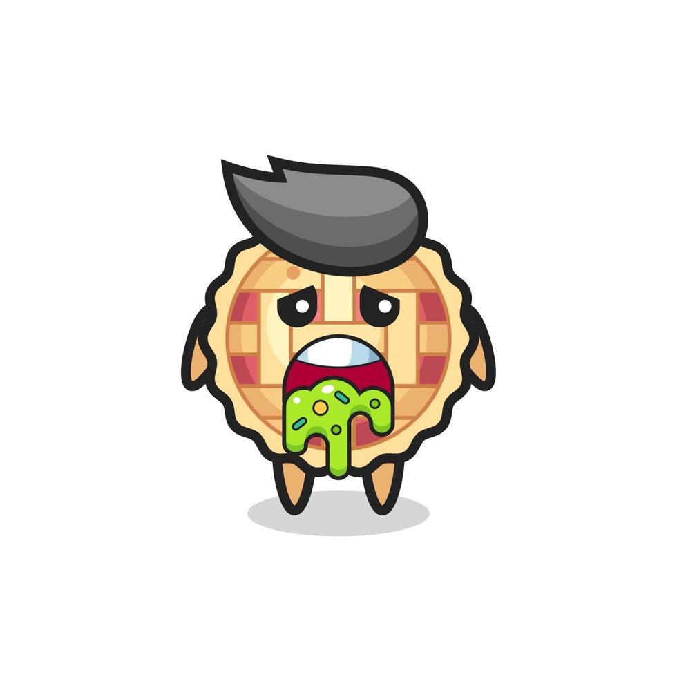 the cute apple pie character with puke vector