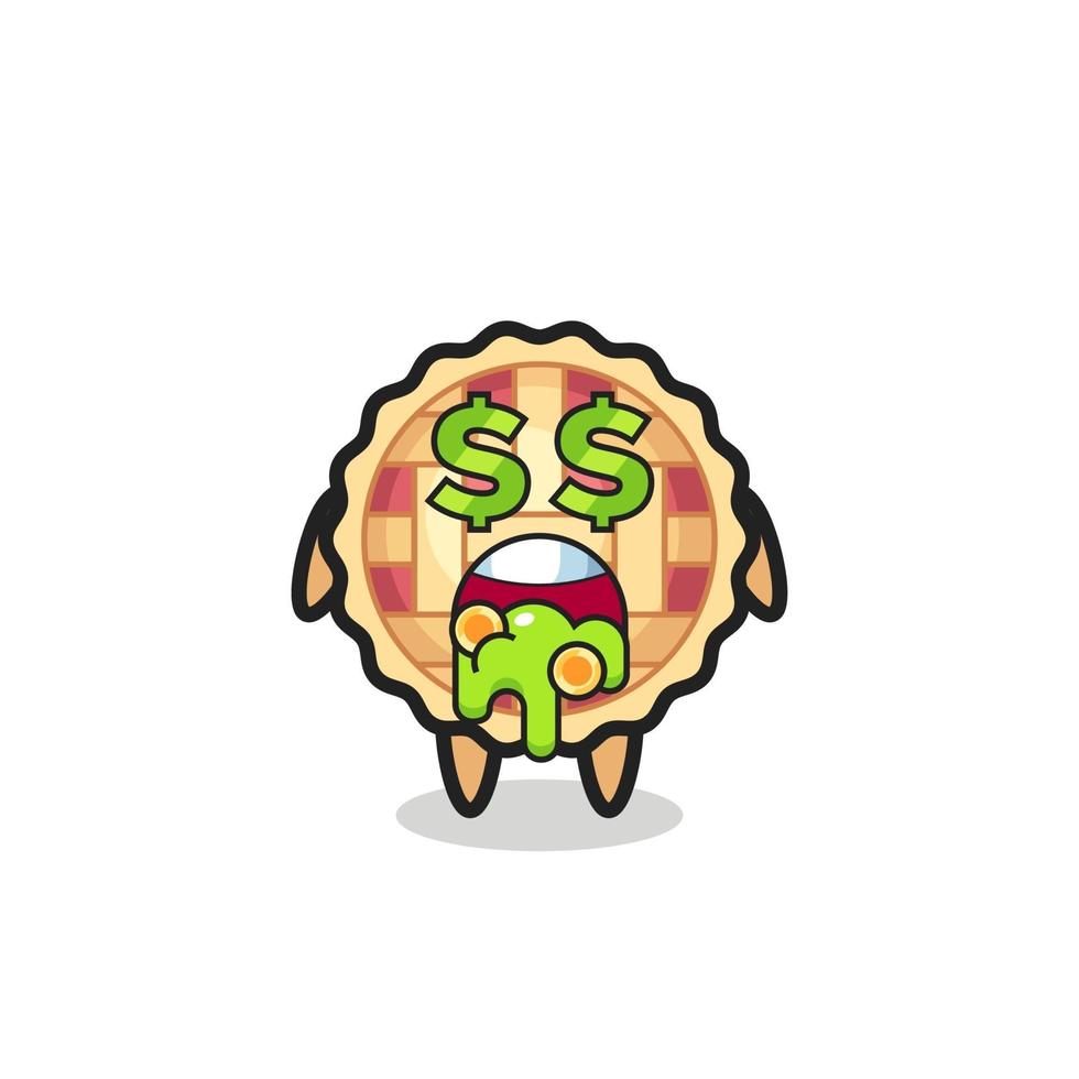 apple pie character with an expression of crazy about money vector