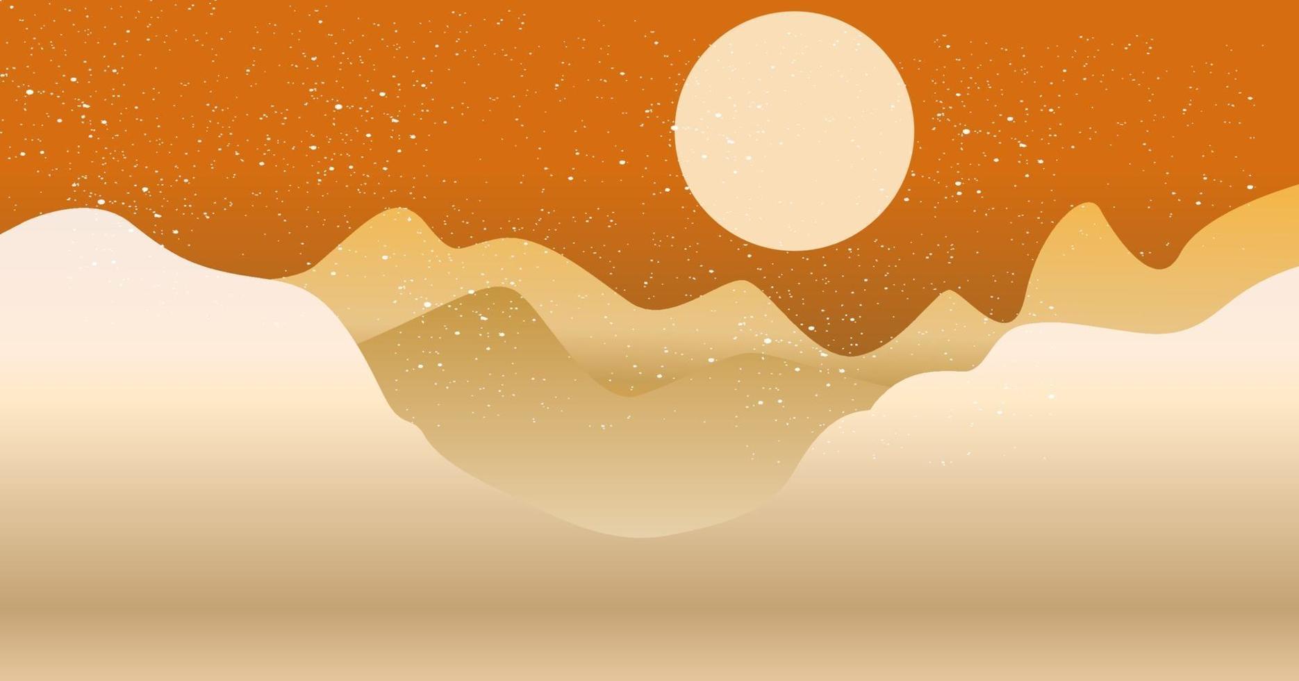 imagen de vector de ilustración de luna y desierto