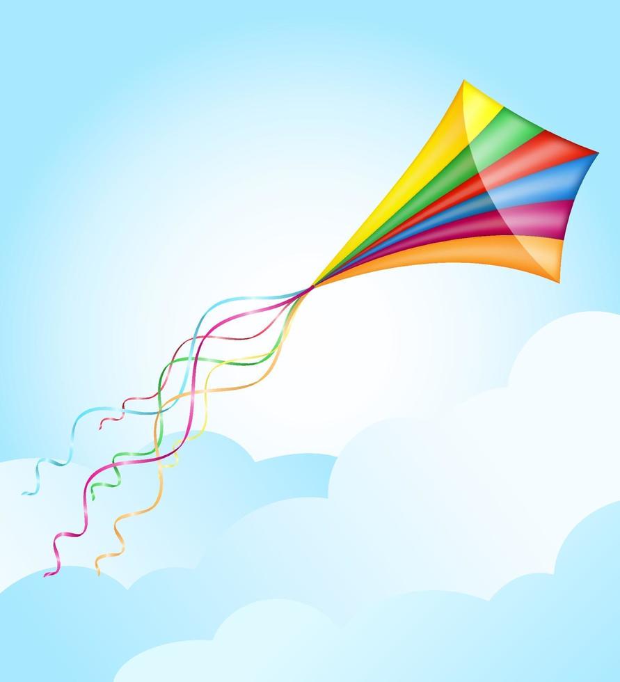 colorful kite flying in the sky vector illustration isolated