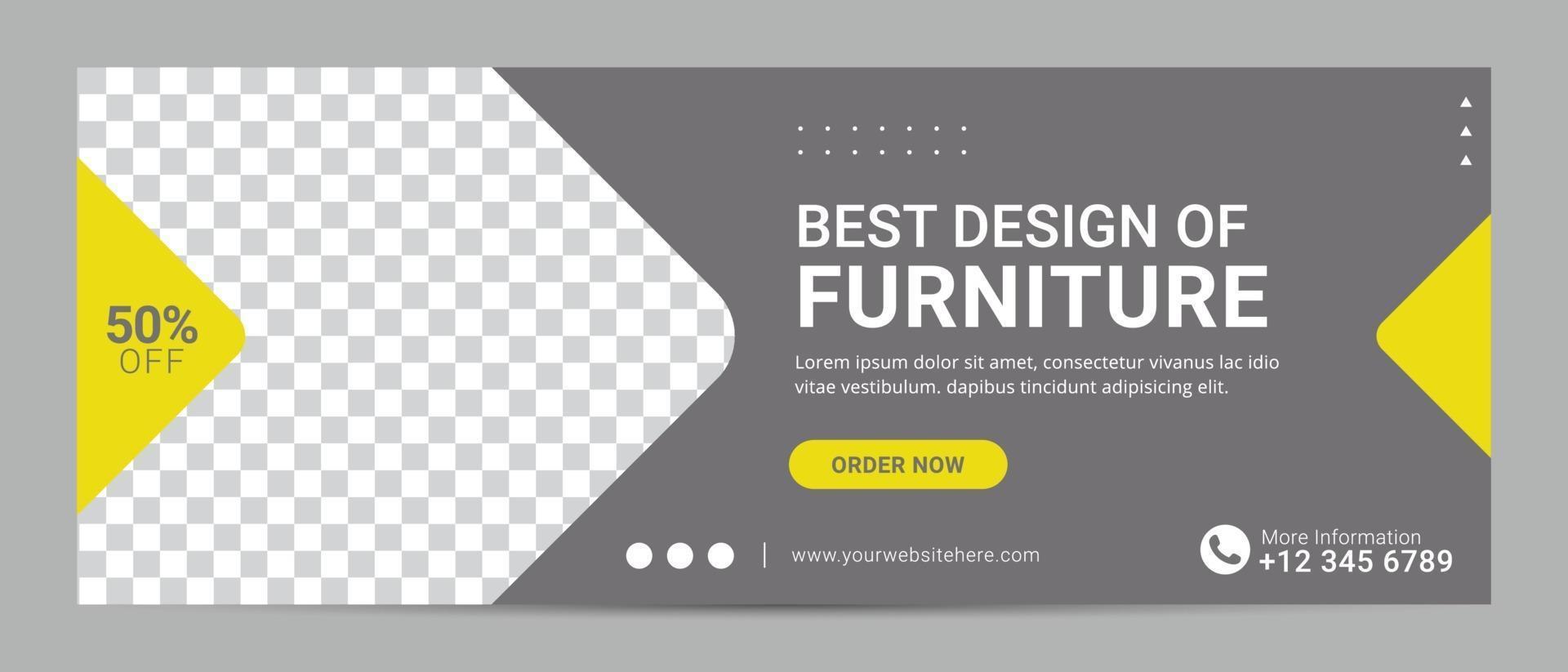 Furniture social media cover template banner sale for home interior ad vector