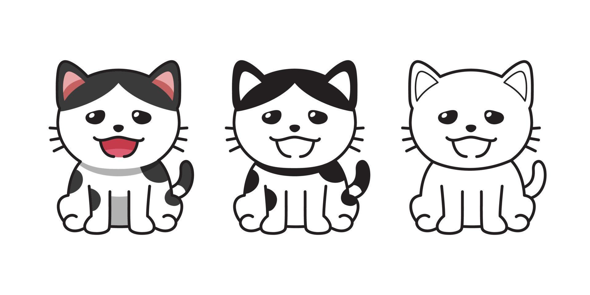 Set of vector character cartoon cute cat