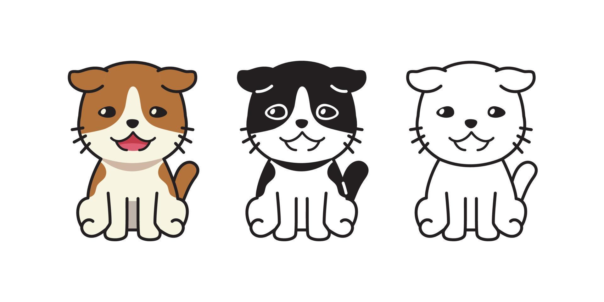 Vector cartoon character cute cat set