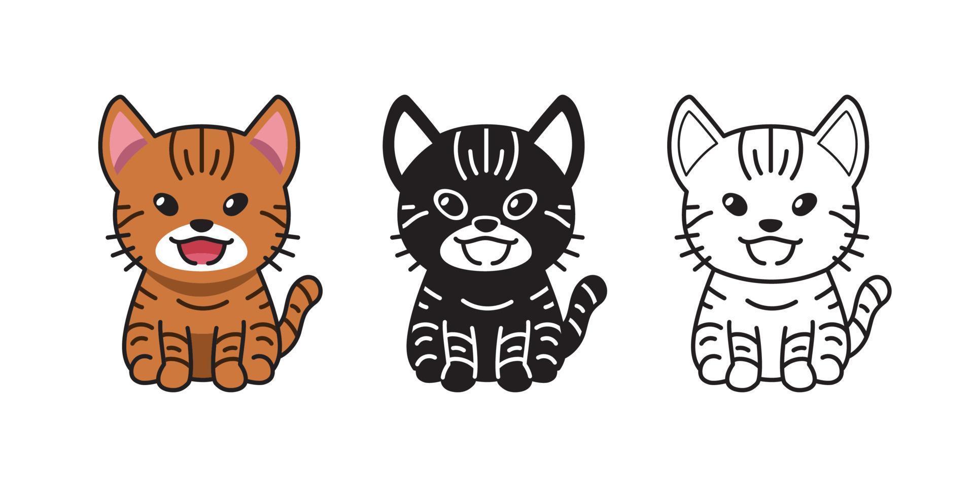 Set of vector character cartoon tabby cat