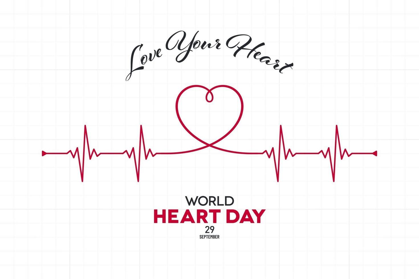 World Heart Day Banner with Cardiogram Shape vector