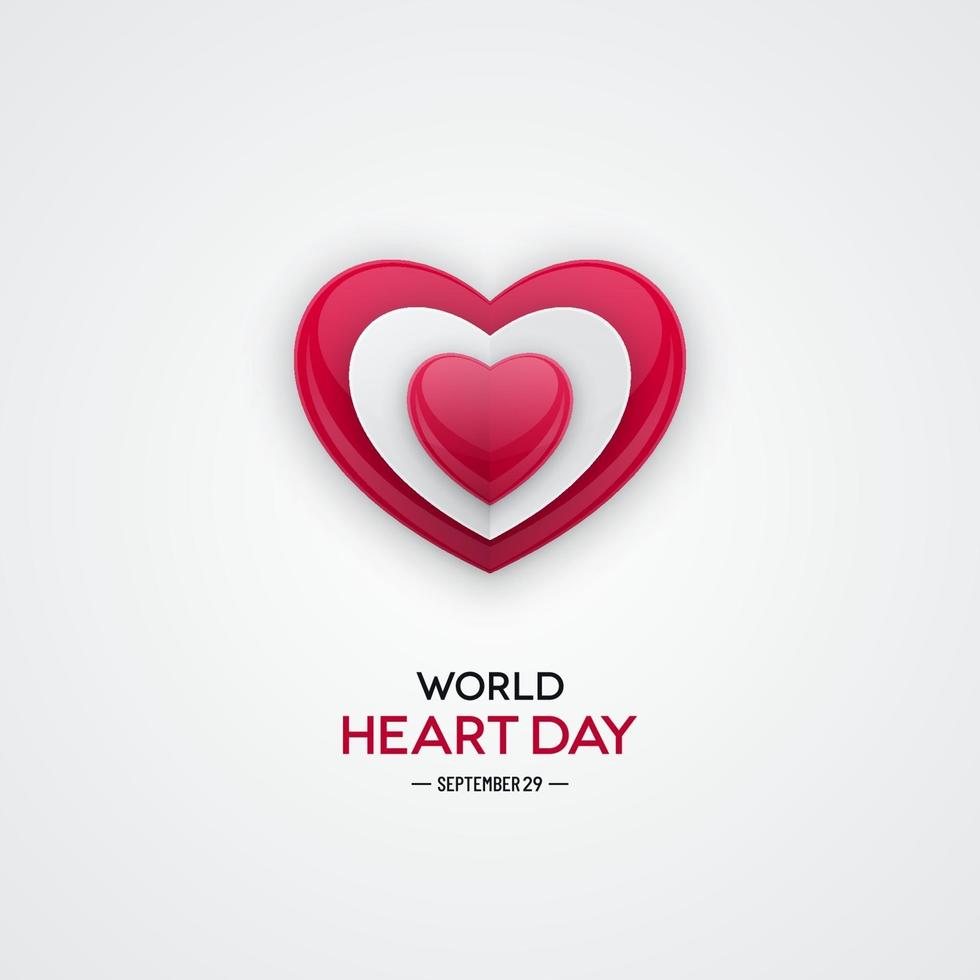 World Heart Day Banner with Glossy Heart Shape vector