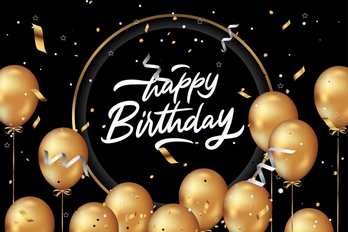 Luxury Happy birthday to you background with realistic balloons vector