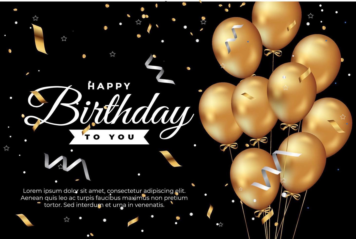 Luxury Happy birthday to you background with realistic balloons vector