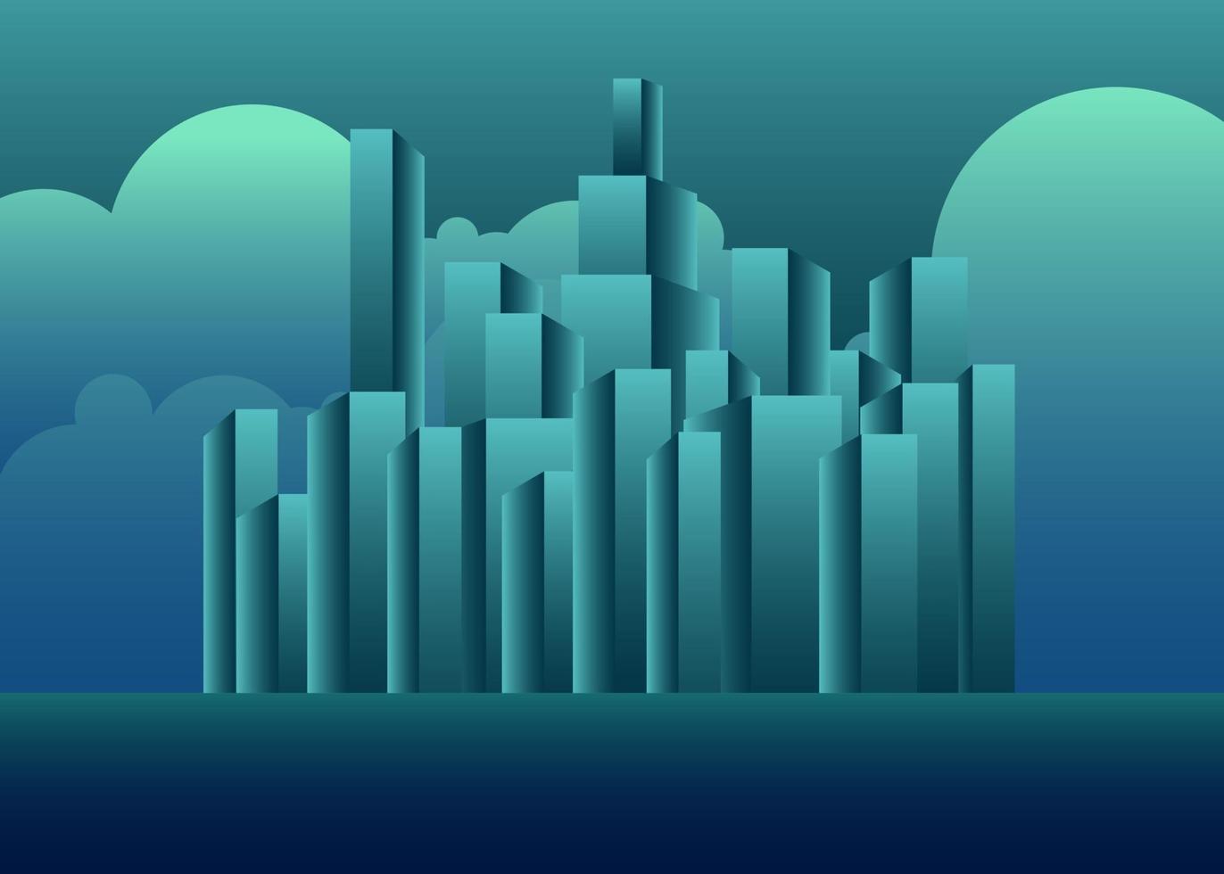 gradient city view background. glass skyline wallpaper with skycrapers vector