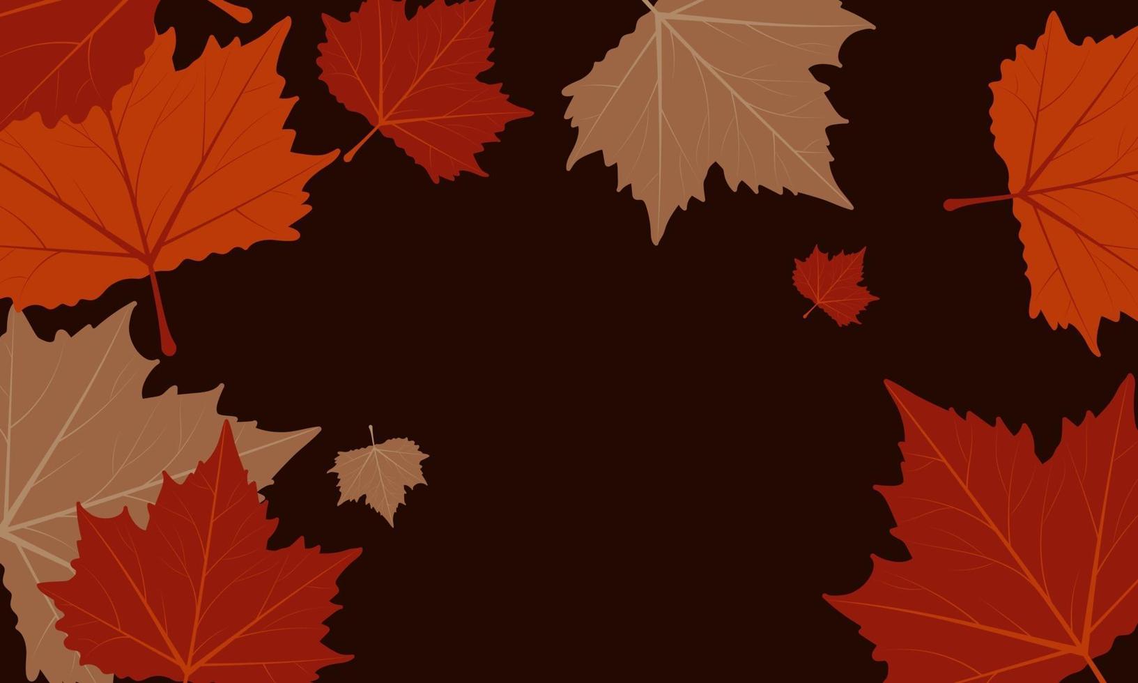 flat maple leaves with brown background wallpaper vector illustration