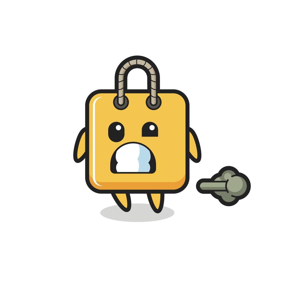 the illustration of the shopping bag cartoon doing fart vector