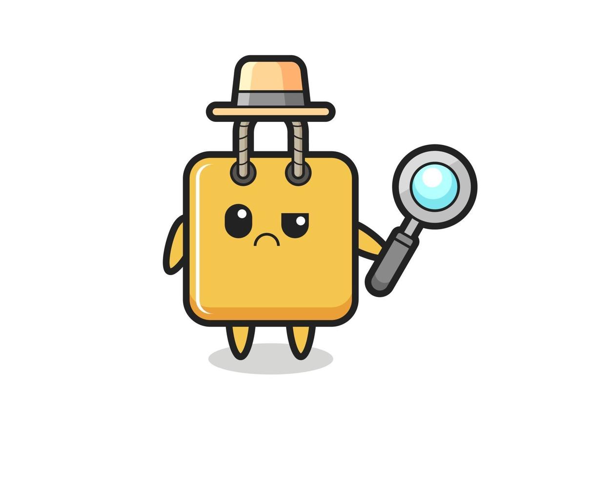 the mascot of cute shopping bag as a detective vector