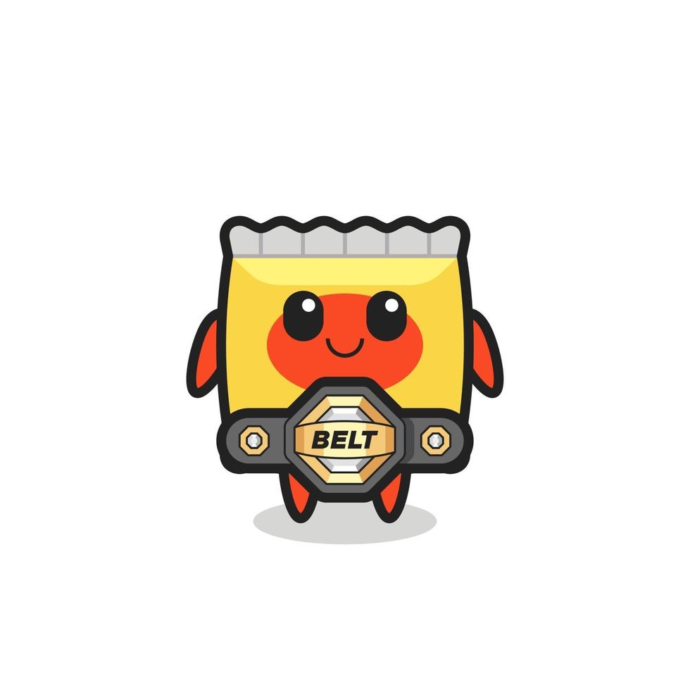 snack mascot character as a MMA fighter with the champion belt vector