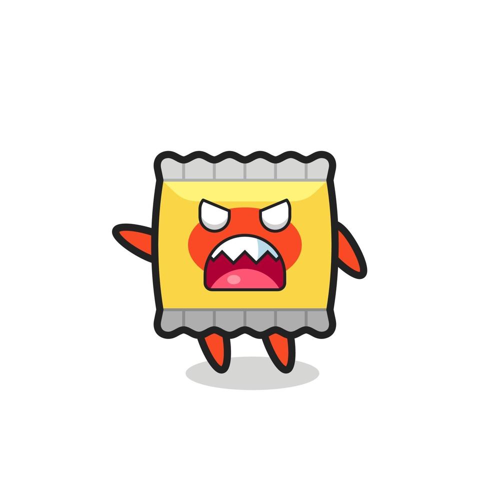 cute snack cartoon in a very angry pose vector