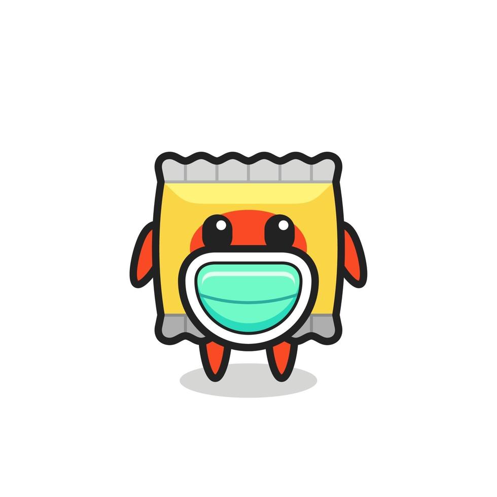 cute snack cartoon wearing a mask vector