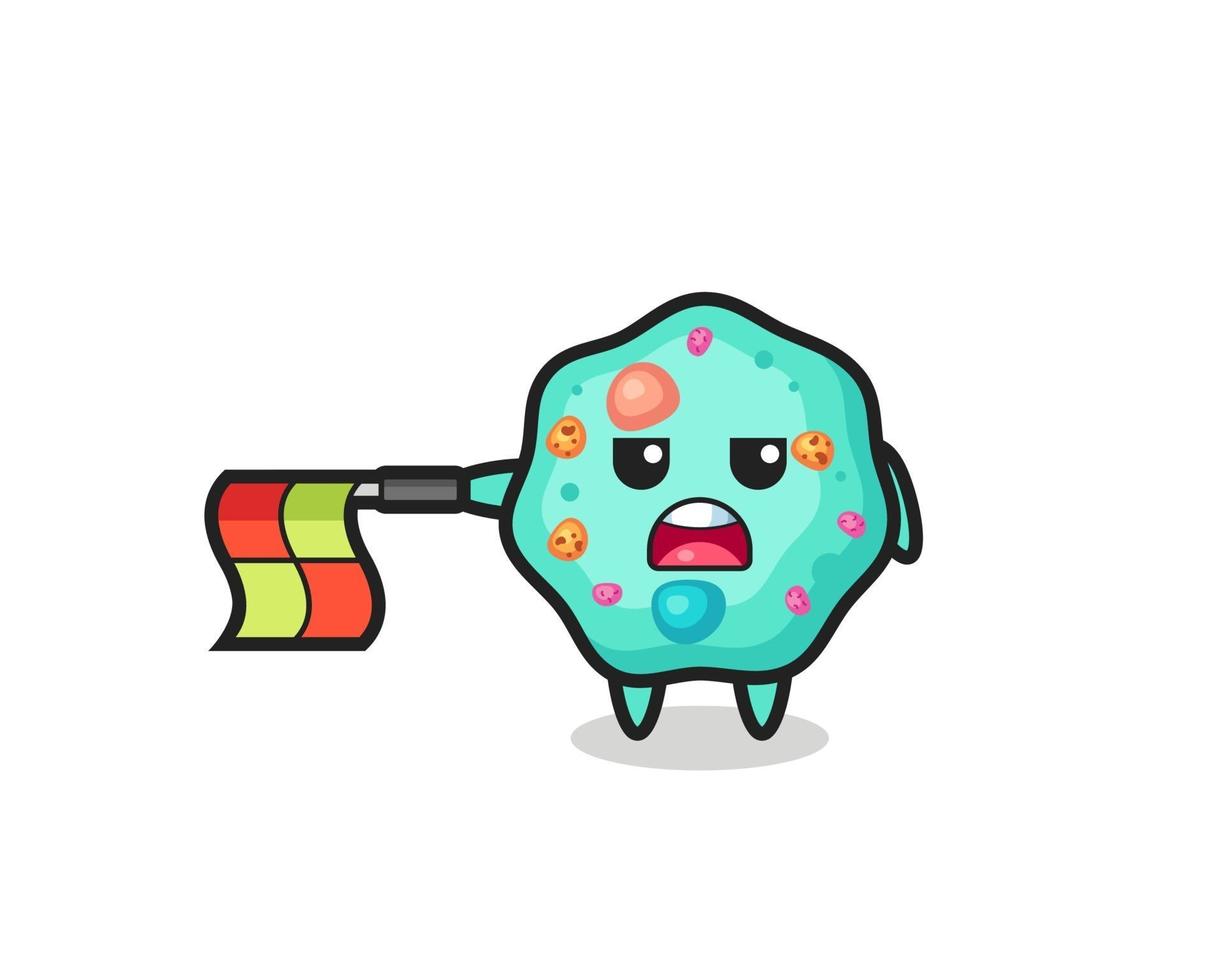 amoeba character as line judge hold the flag straight horizontally vector