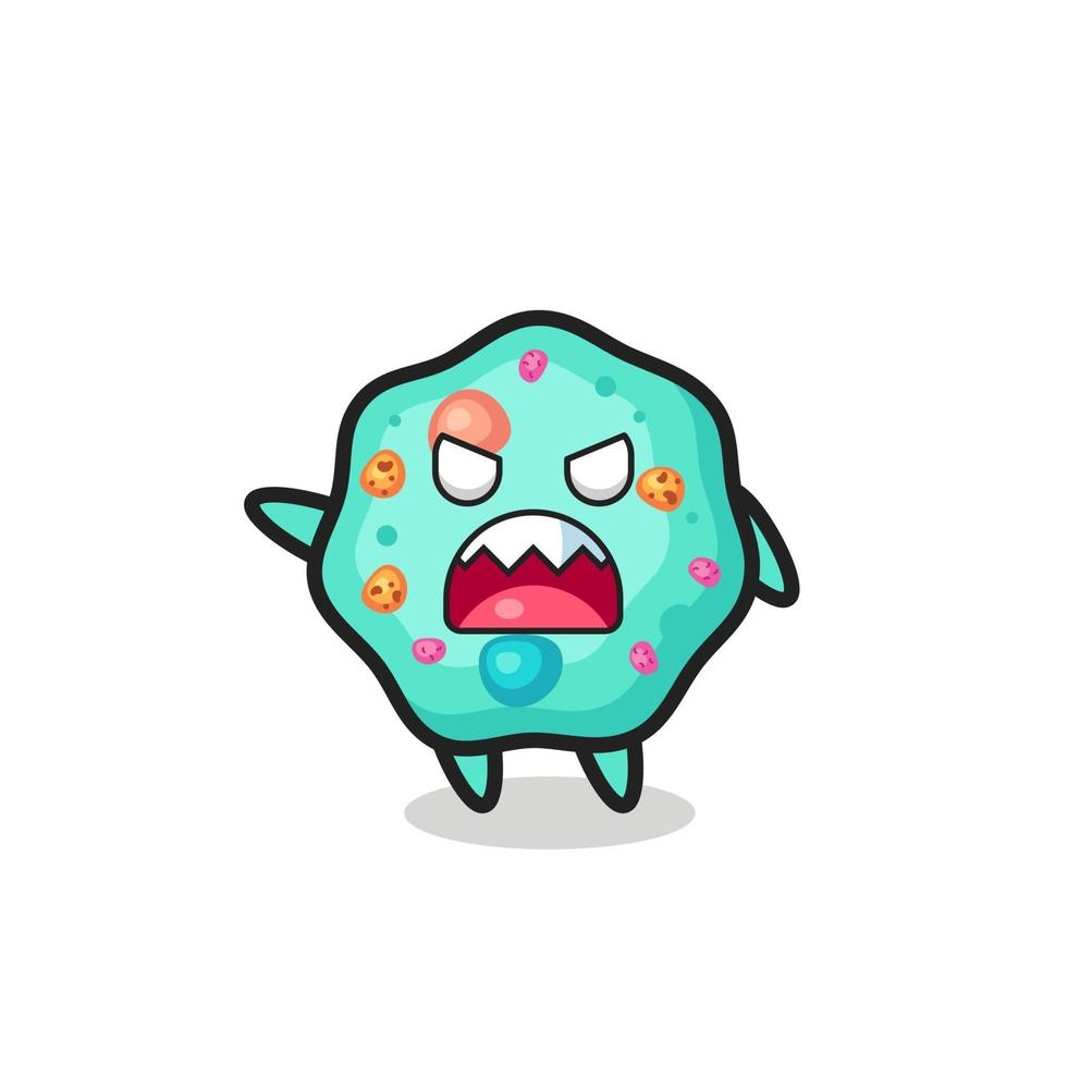 cute amoeba cartoon in a very angry pose vector