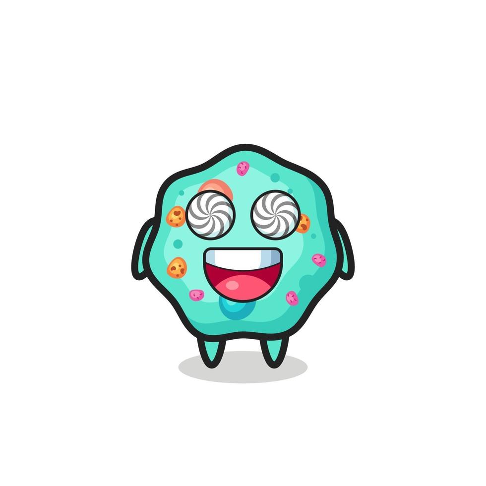 cute amoeba character with hypnotized eyes vector