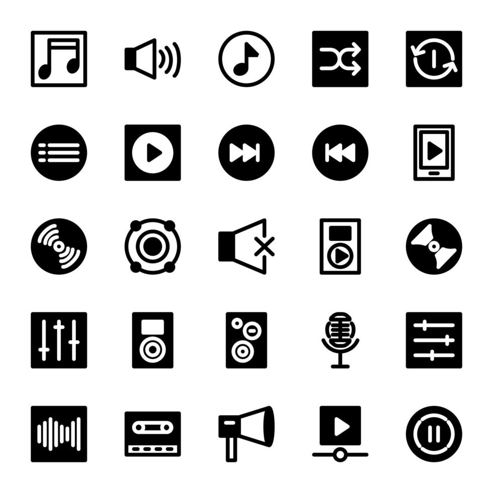 paquete de iconos de música con estilo plano vector