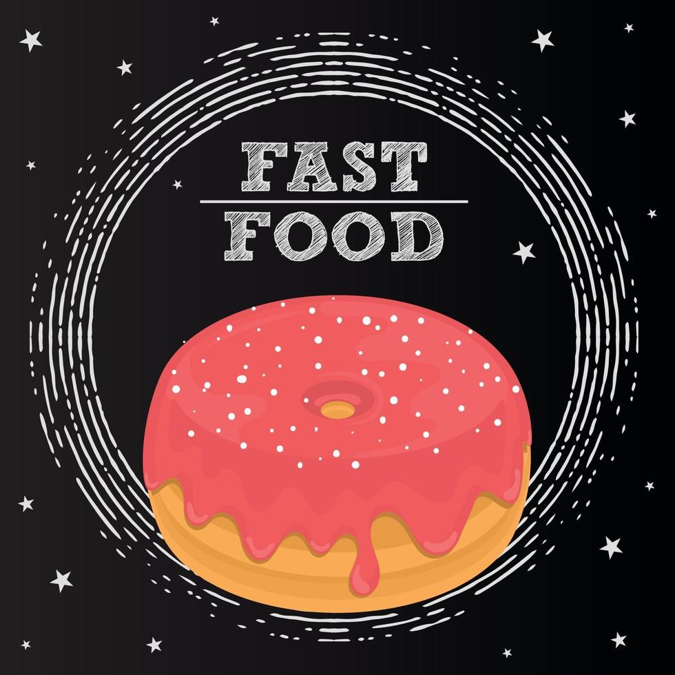 Isolated donut with a lot of sugar fast food menu image Vector