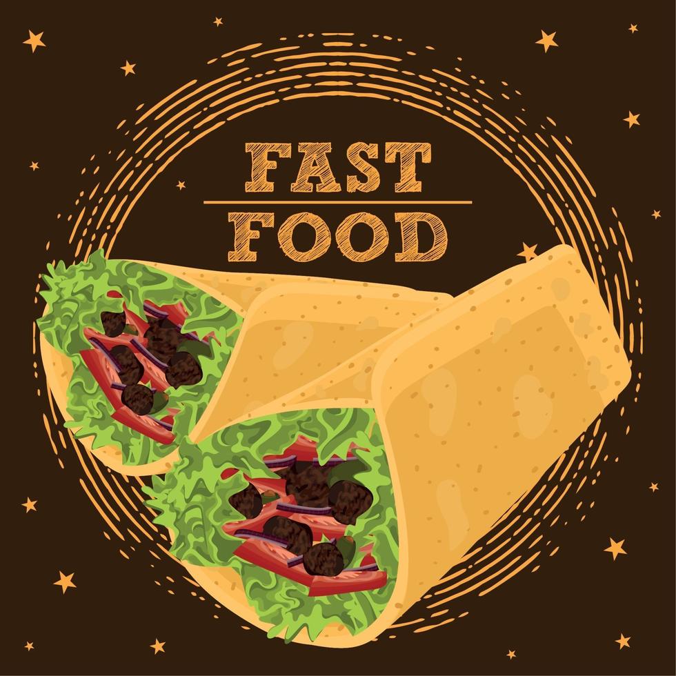 par de deliciosos tacos vector de imagen de menú de comida rápida