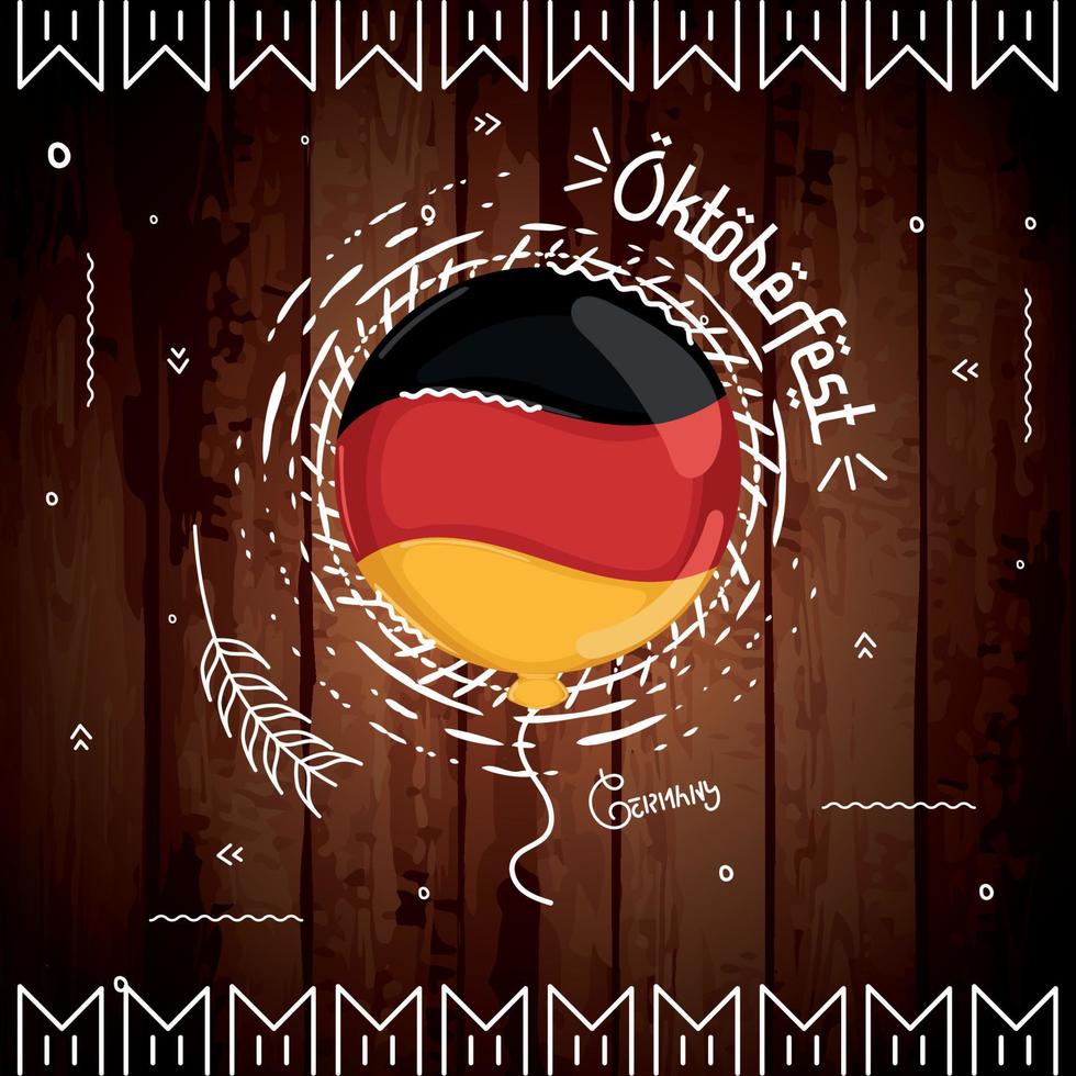 Globo con bandera de Alemania sobre un fondo de madera oktoberfest vector