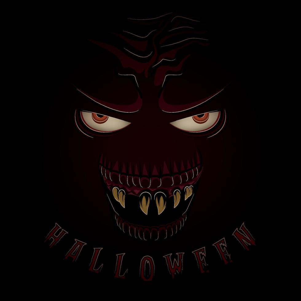 cartel de halloween de cara de monstruo feo y espeluznante vector