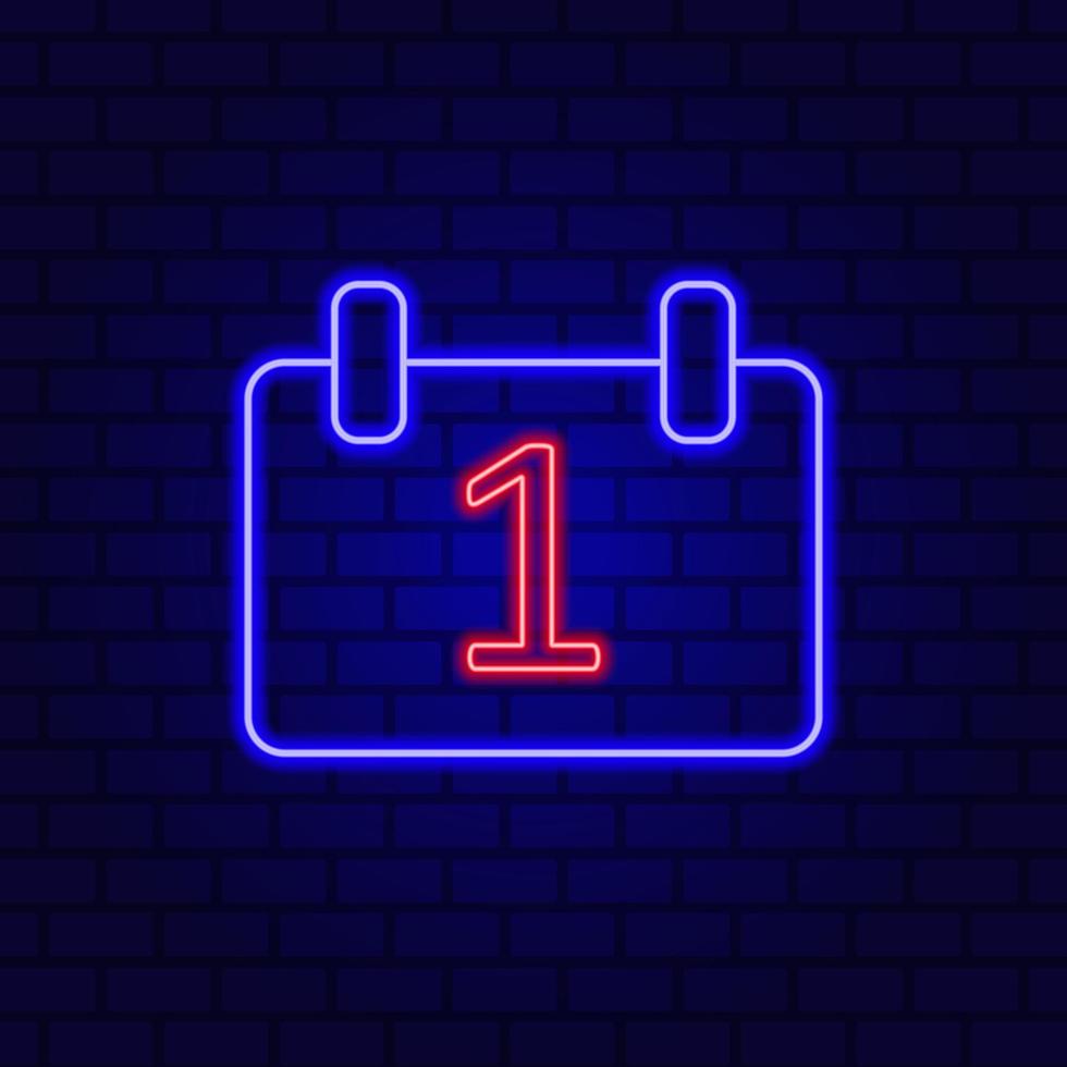 First calendar dusk style neon icon. vector