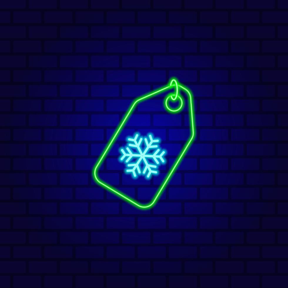 banner de rebajas de invierno en icono de estilo neón aislado en la pared de ladrillo vector